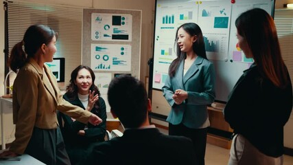 Poster - Business team discussing graphs and charts during a meeting