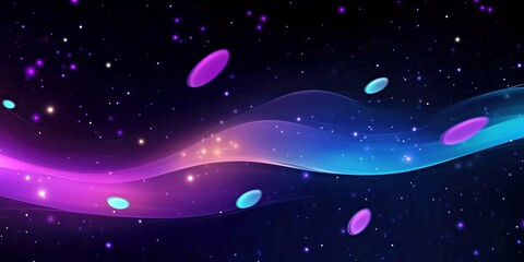 Wall Mural - digital art of cosmic light streams in blue and purple, abstract flowing energy waves with celestial