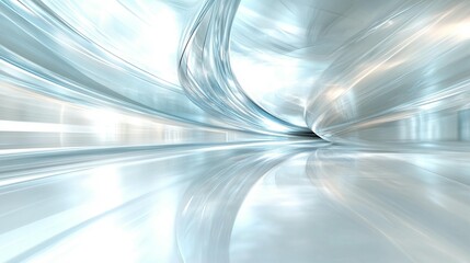 Wall Mural - abstract futuristic tunnel with glowing light and reflective surfaces.