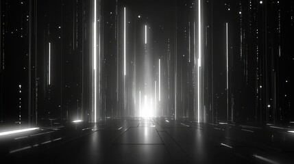 Wall Mural - abstract glowing lines converge creating a futuristic tunnel.