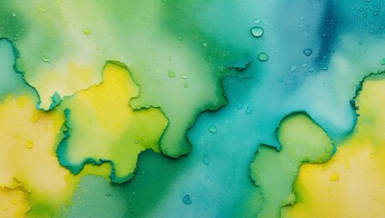 Wall Mural - Abstract Watercolor Background with Green, Yellow, and Blue Hues