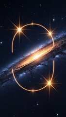 Wall Mural - Cosmic Spiral Galaxy with Golden Halo in Deep Space