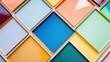 © Anastasia Knyazeva - Colorful collection of paint samples arranged in various shapes showcasing a vibrant palette for home improvement and design projects