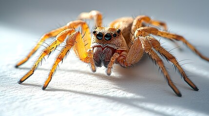 Captivating Close up of an Intricate Spider Web Delicately Laid Across a Smooth Minimalist White Surface Showcasing the Elegant Geometric Beauty of This Arachnid s Creation