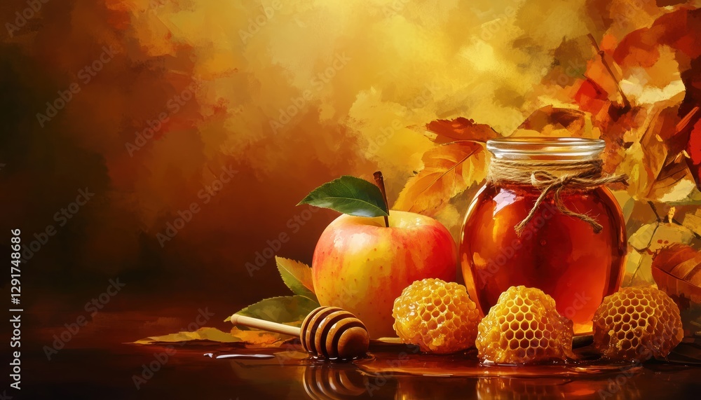 Traditional Symbols Of Jewish New Year: Happy Rosh Hashanah Greeting ...