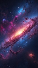 Wall Mural - Vibrant Cosmic Nebula with Pink and Purple Hues in the Vast Expanse of Space