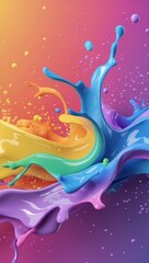 Wall Mural - Vibrant Rainbow Paint Splashes Dynamic Abstract Background