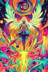 Wall Mural - celestial being a psychedelic vision of cosmic energy