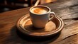© Xfinity Stock - A photo of an empty espresso cup on a wooden tray.