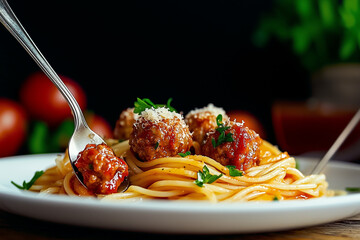 Wall Mural - spaghetti with meatballs