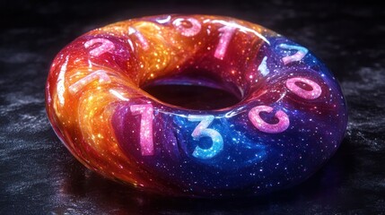 Wall Mural - cosmic torus ring numbers dark background abstract design