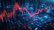 © sirachach - A dynamic visualization of financial data trends, featuring red and blue lines in a digital environment, representing market fluctuations.