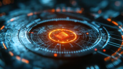 Wall Mural - glowing cpu core activates futuristic interface