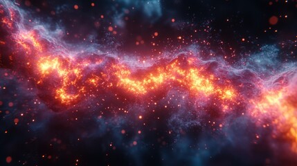 Wall Mural - fiery plasma stream, cosmic nebula background, energy, abstract art