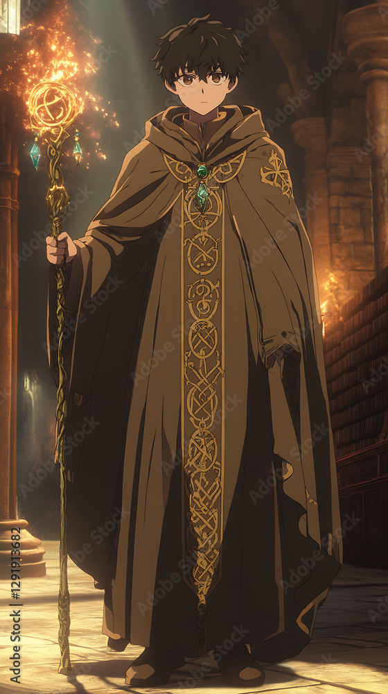 Wizard Runes Anime anime character a teenage male wizard Stock Illustration | Adobe Stock