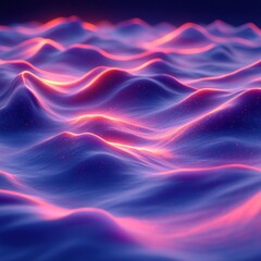 Wall Mural - glowing neon waves, digital landscape, abstract background, tech design