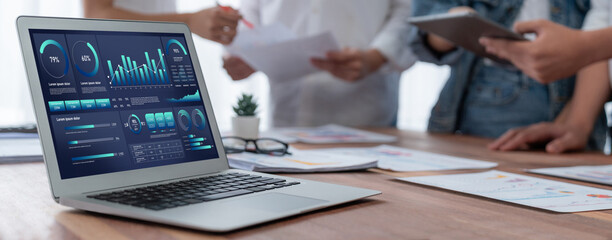 Leinwandbilder - Business data dashboard provide business intelligence analytic for marketing strategy planning brisk with big data set to analyze customer demands and foreseeing business future