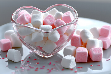 Poster -  heart marshmallow bowl