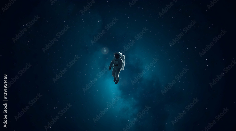 An astronaut floating in the vastness of space, exploring the unknown, with a stunning galaxy in the background
