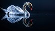 © PB Studio - swan gazing at its own reflection on the water, embodying the idea of one-sided love and longing. swan, reflection, water, longing, one-sided love, solitude, gaze, mirror, isolation, sadness,