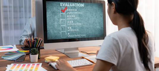 Wall Mural - Customer satisfaction and evaluation analysis on brisk software computer for marketing strategy planning