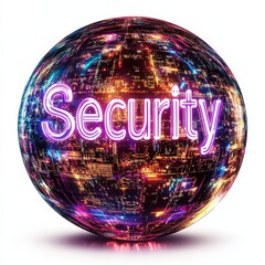 Poster - Global Digital Security: A Glowing Sphere of Network Protection and Cybersecurity Awareness
