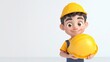 © Riya - Cartoon Builder Holding Hard Hat in Hand