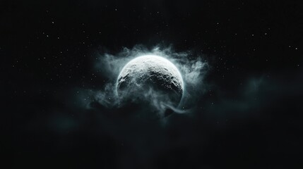 Wall Mural - majestic moonlit night sky, ethereal clouds, celestial stars