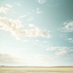Aufkleber - Wide open desert landscape under a bright sky with wispy clouds in the early afternoon light. Generative AI