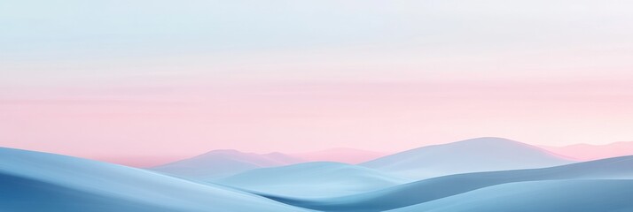 Aufkleber - Soft pastel hues blend across rolling hills at dusk near a serene landscape with gentle curves. Generative AI