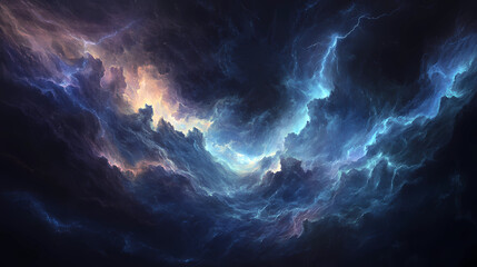 Wall Mural - lightning in the night sky
