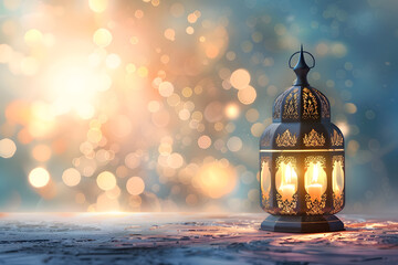 Poster - Enchanted lantern with glowing lights on festive background