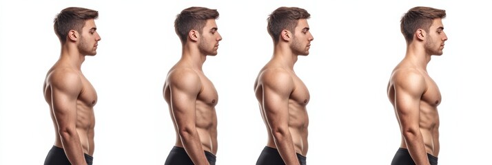 Poster - Body shape transformation from before to after in a realistic medical photography style. Generative AI