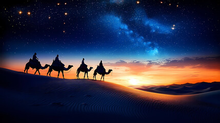 Wall Mural - caravan astrologers camels moving