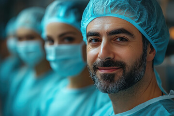 A man with a beard and a mustache is smiling at the camera