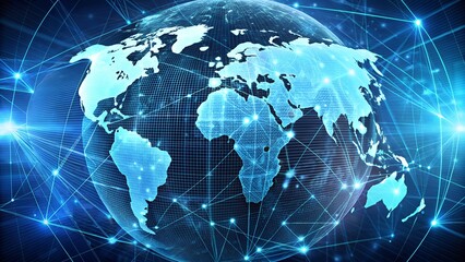 world map on blue background