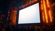 © Five Million Stock - Large white display screen positioned on stage, intended for business presentation exhibits