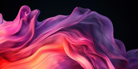 abstract flowing cloth with smooth gradient colors on black background