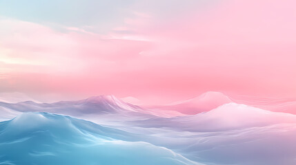 Wall Mural - A serene blend of pink and blue waves, creating a dreamy and ethereal atmosphere in soft pastel colors. Soft Pastel Dreamscape. Illustration