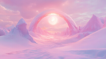 Wall Mural - dreamlike pink surreal valleys archway