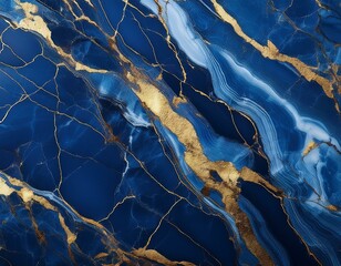 Wall Mural - blue marble stone texture with gold veins