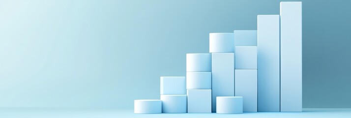 Leinwandbilder - Sales performance illustrated through a clear bar chart showing low sales followed by exponential growth over time. Generative AI
