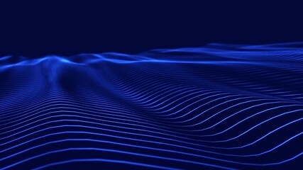 Fototapete - Dynamic wave. Digital technology background. Big data visualization. Science background. 3d rendering. Seamless loop. 4k	
