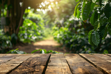 Aufkleber - Sunlit garden path viewed from wooden table