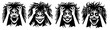 © Pawel - Four vector drawings of crazy scary mad woman