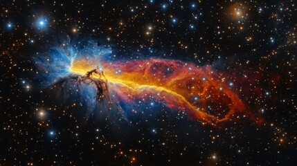 Wall Mural - A vibrant cosmic scene showcasing a colorful nebula against a starry background.