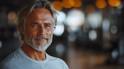 Athletic man enjoying his workout routine in a fitness center at dusk. Generative AI.