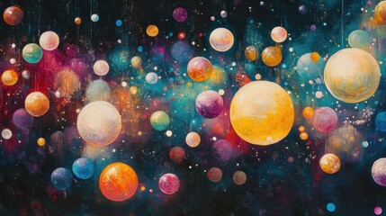Vibrant Multicolored Spheres Floating Against a Dark Background