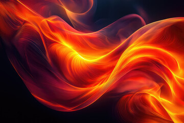 Poster - Abstract fiery swirls and waves, vibrant orange and red hues creating dynamic energy.