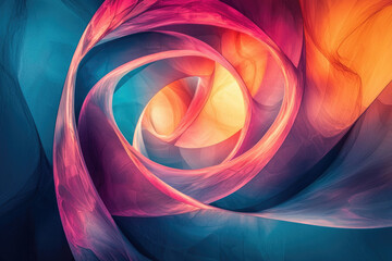Poster - Abstract swirling artwork with vibrant hues of teal, pink, and orange creating a mesmerizing vortex.